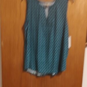 Dana Buchman Teal Sleeveless Blouse Armpit To Armpit 22 Neckline 9 Length 27